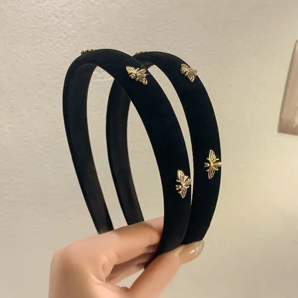 Luxury Designer Velvet Bee Headband, Plush Headband, NEW main image 5